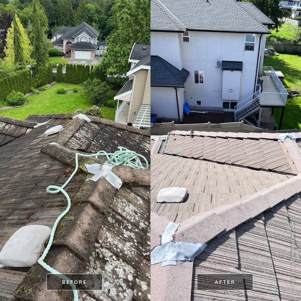 Roof cleaning - power washing flat tile roof (1)