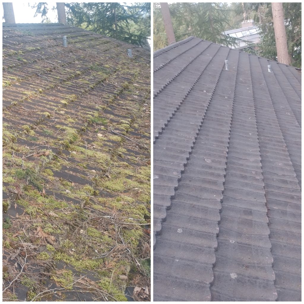 Roof cleaning - wavy tile roof